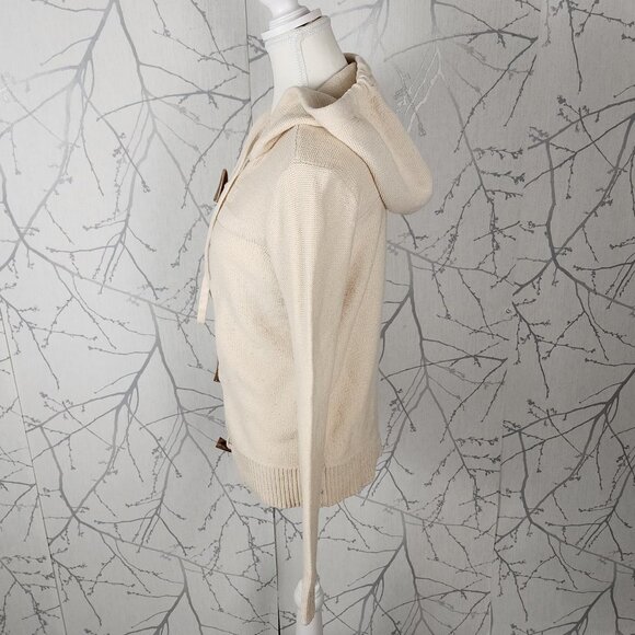 Banana Republic Ivory Cotton Wool Knit Toggle Hooded Cardigan - Picture 3 of 6